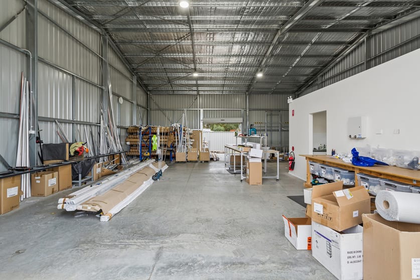 Warehouse construction team working on site